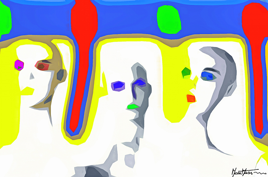 ABSTRACT PORTRAIT 2001 DAP Re Acrylic Blues FIRM